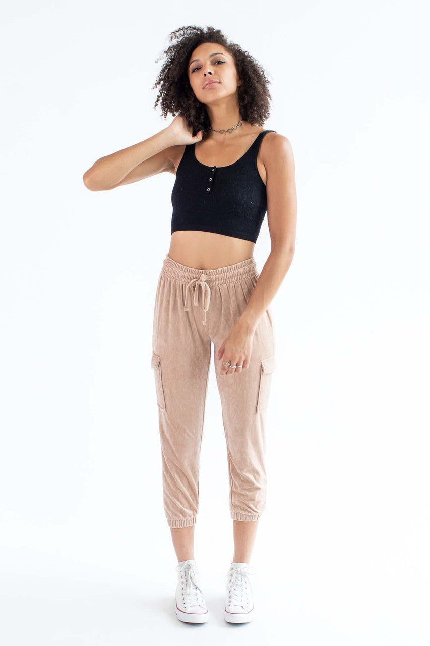 Black Seamless Henley Tank Top