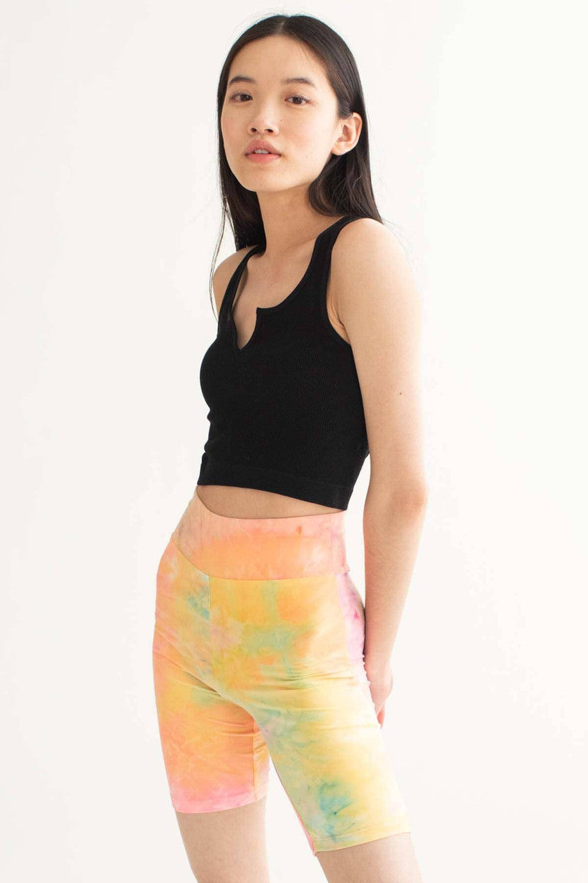 Black Seamless Notched Ribbed Crop Tank