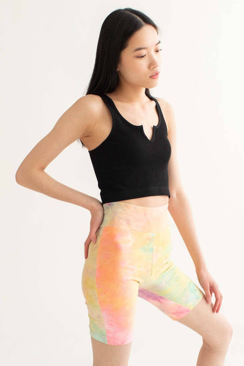 Black Seamless Notched Ribbed Crop Tank