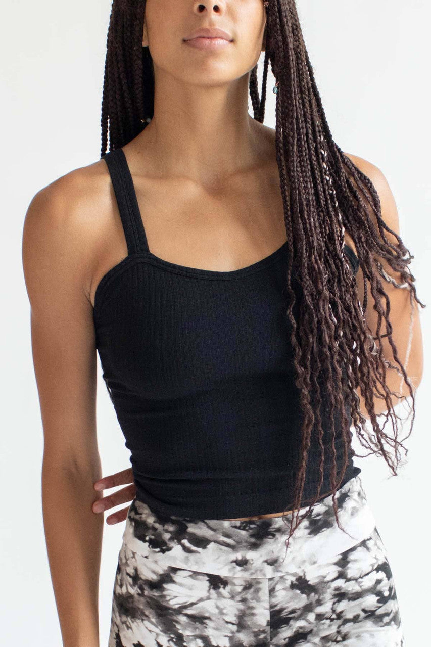 Black Seamless Ribbed Tank