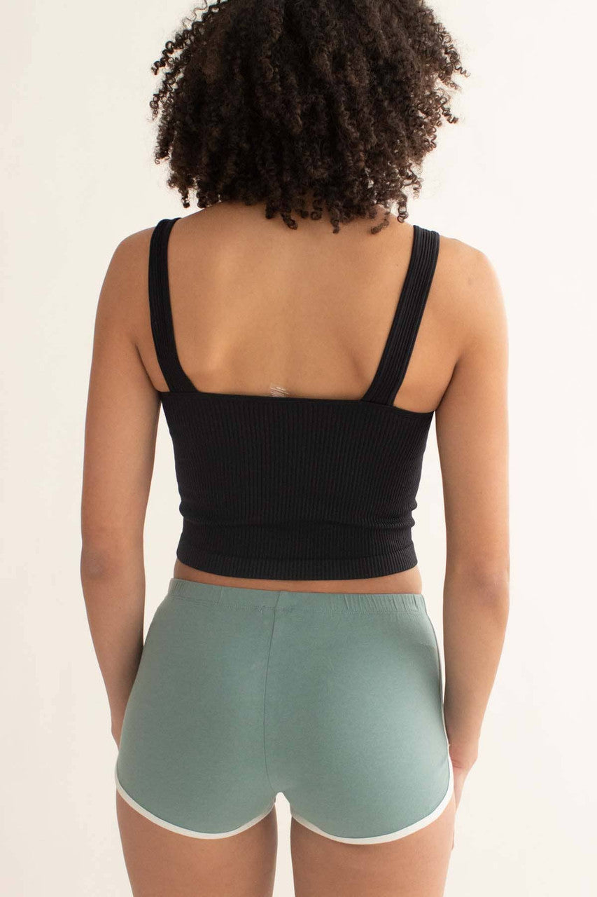 Black Ribbed Seamless Crop Tank