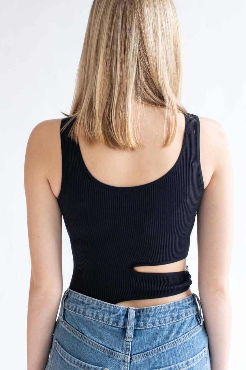 Black Side Cut Outs Seamless Bodysuit
