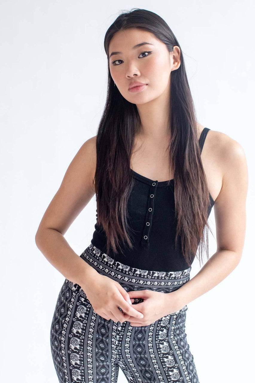 Black Snap Front Seamless Bodysuit