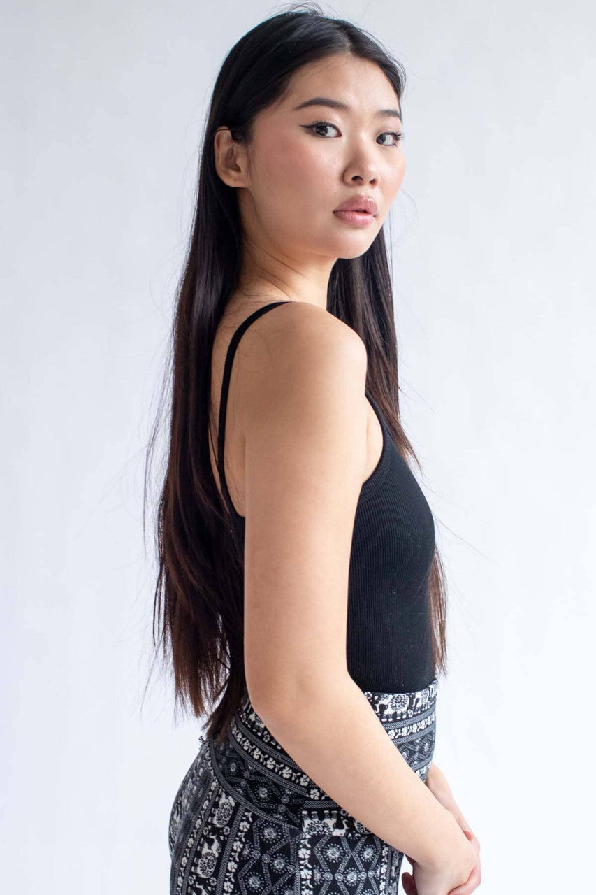 Black Snap Front Seamless Bodysuit