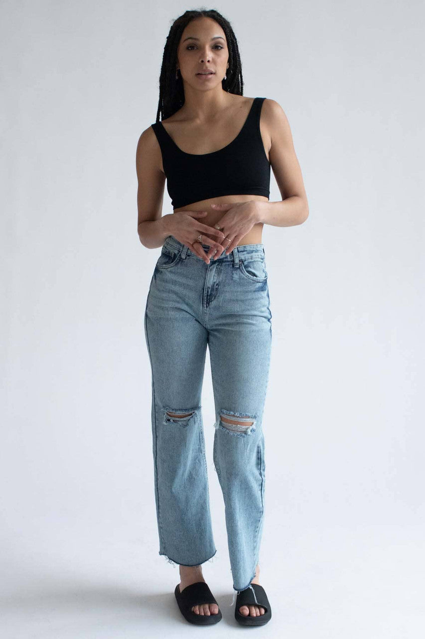Black Terry Seamless Crop Tank