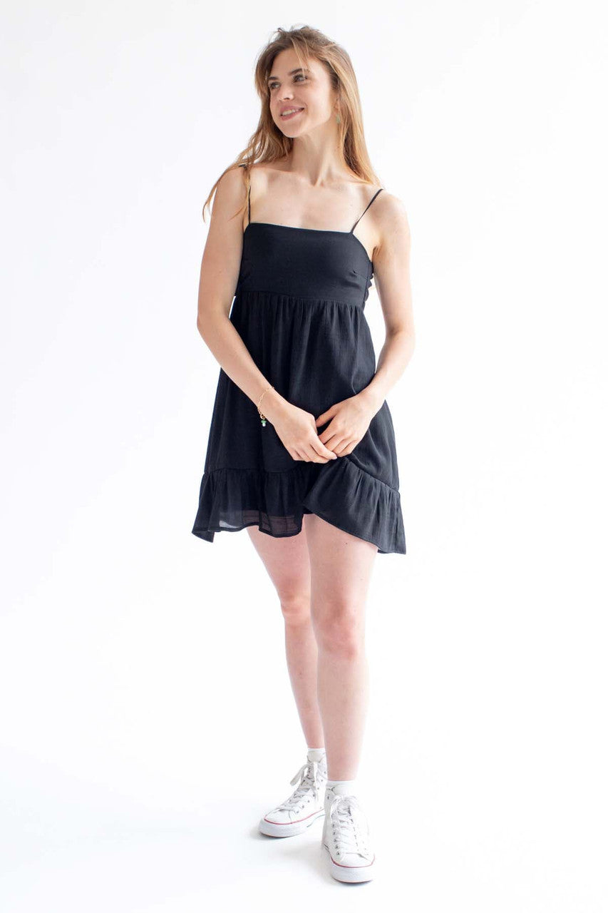 Black Tie Back Gauze Sundress