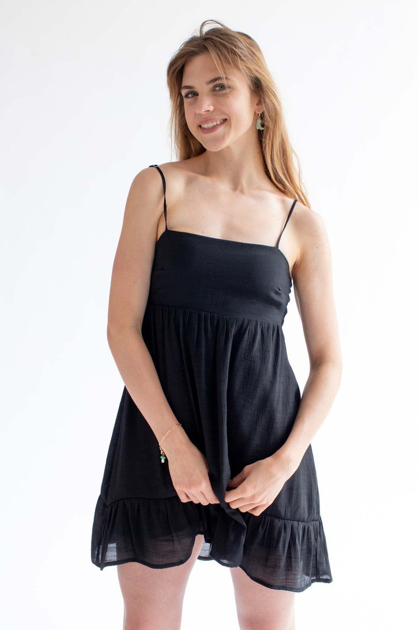 Black Tie Back Gauze Sundress