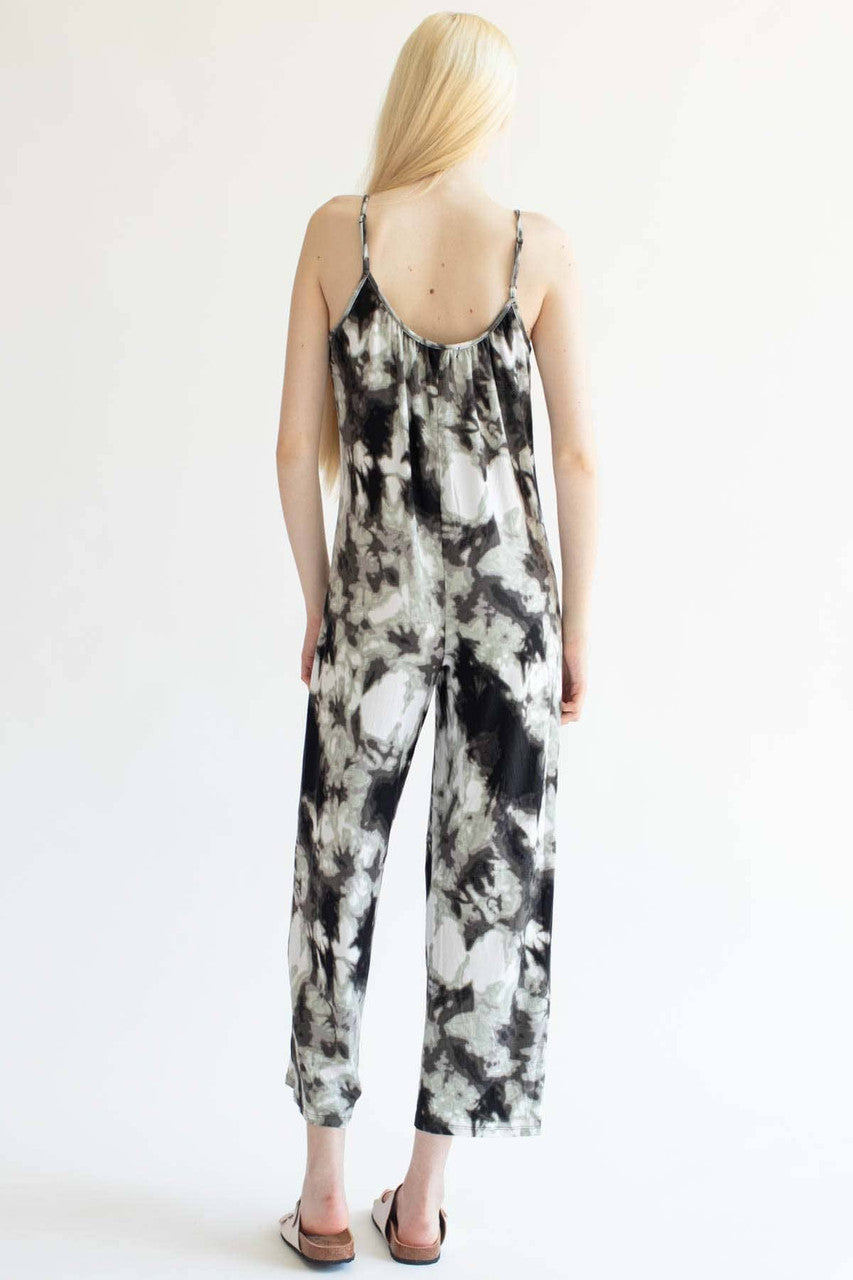 Black Tie Dye Print Jumpsuit