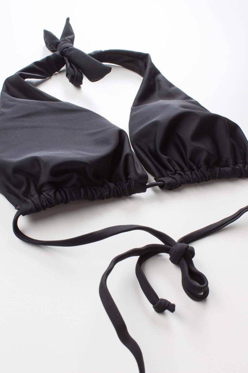 Black Tie Halter Bikini Top