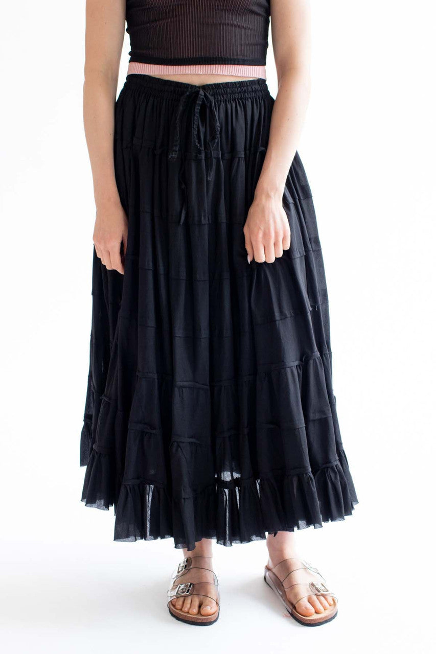 Black Tiered Maxi Skirt