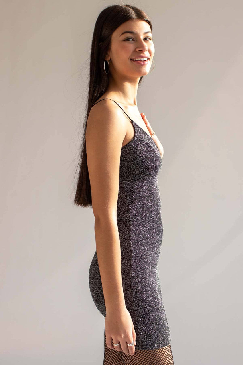 Black Tinsel Mini Dress