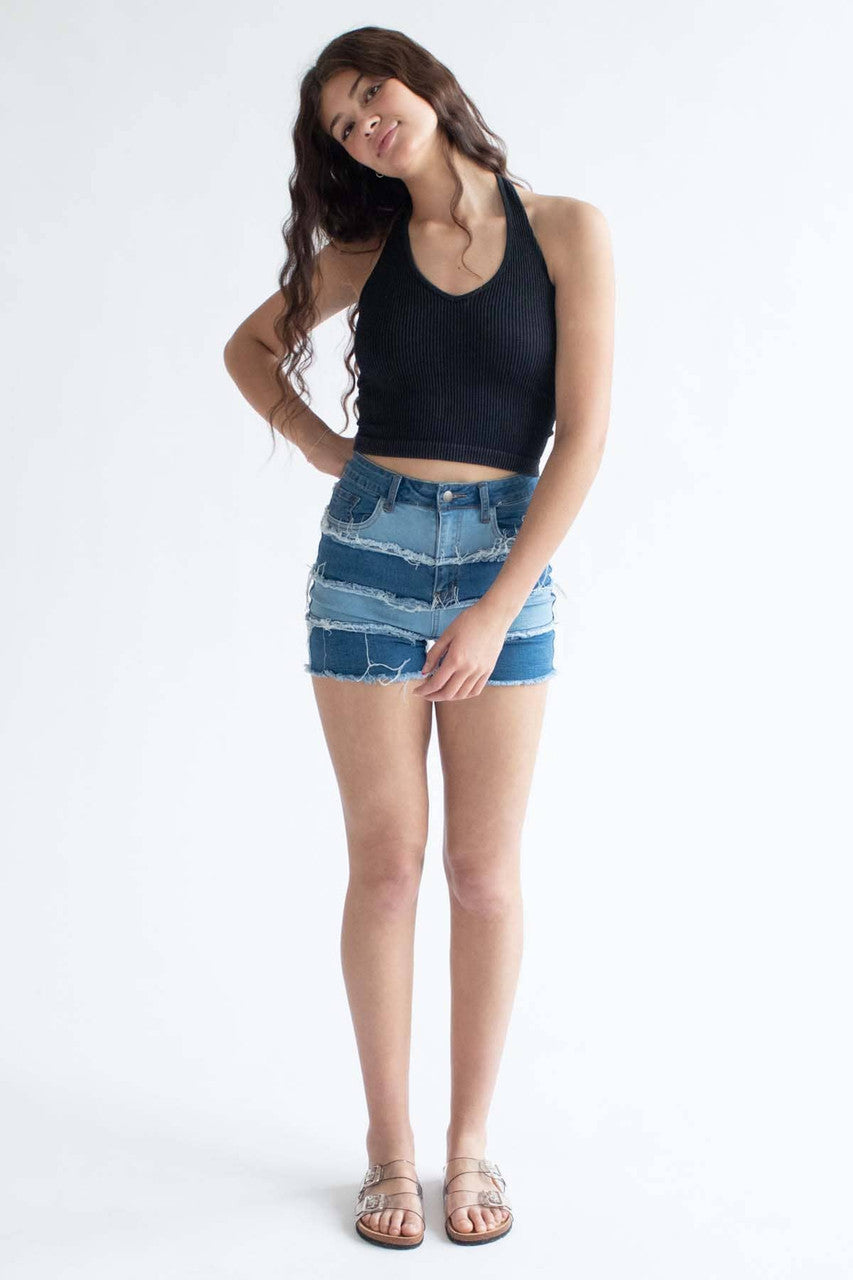 Black Washed Seamless Halter Top