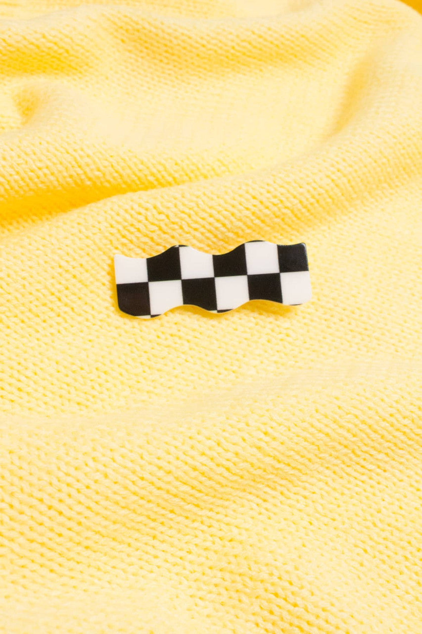Black Wavy Checkered Hair Clip