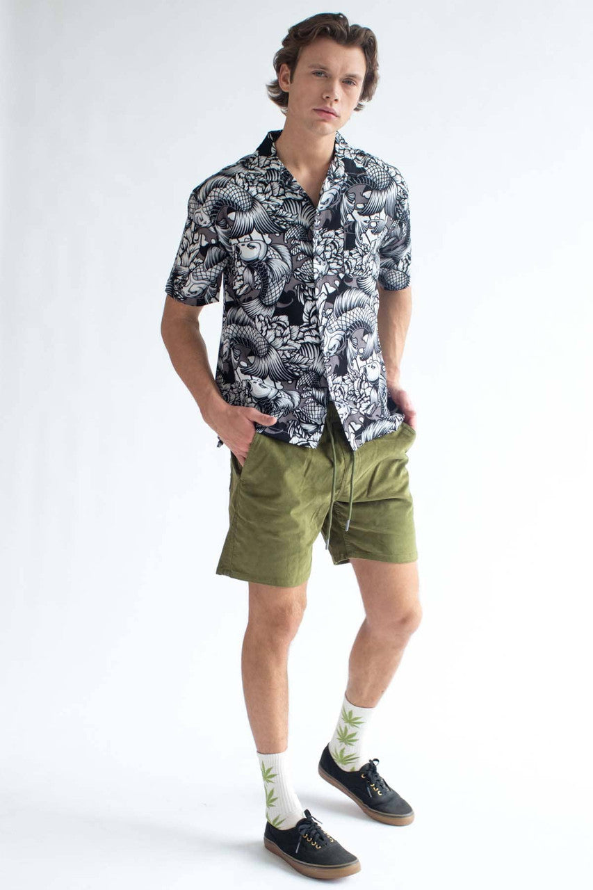 Black & White Koi Hawaiian Shirt