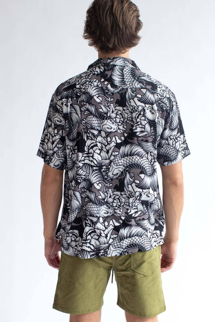 Black & White Koi Hawaiian Shirt