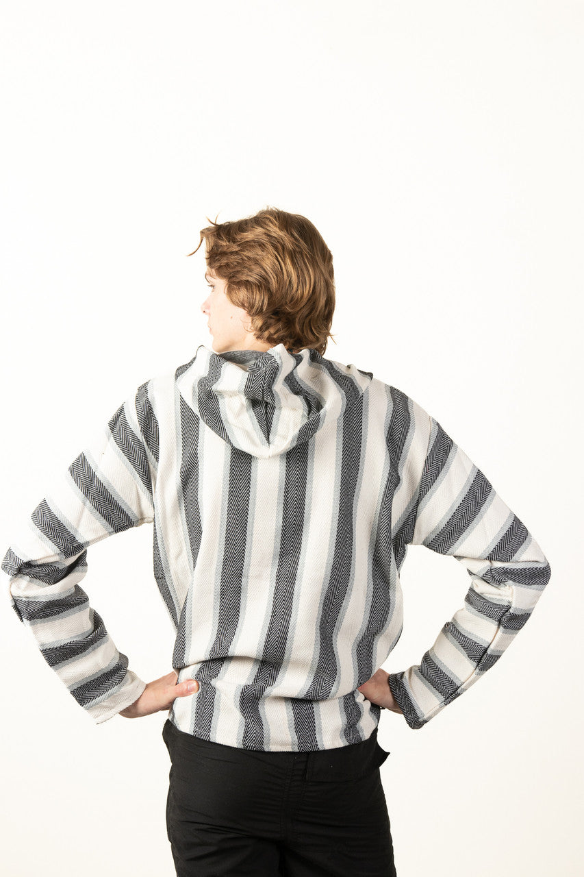 Lightweight Natural Black Stripe Baja Hoodie