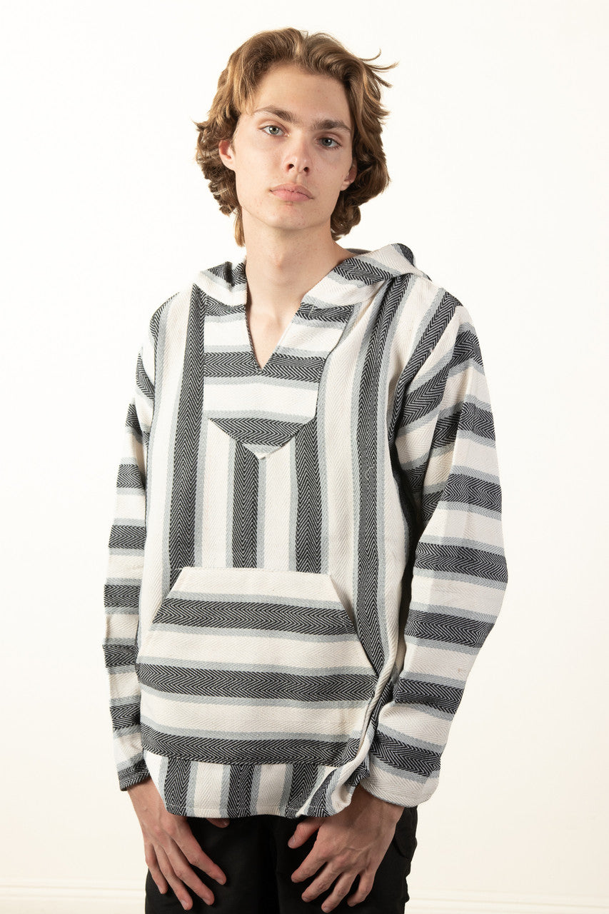 Lightweight Natural Black Stripe Baja Hoodie