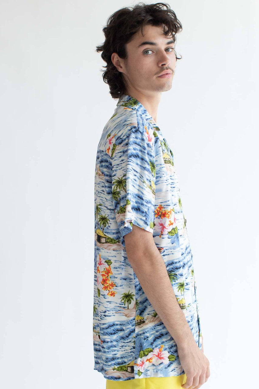 Blue Beach Hut Hawaiian Shirt