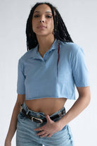 Blue Boxy Cropped Polo 1