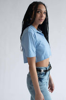 Blue Boxy Cropped Polo 1