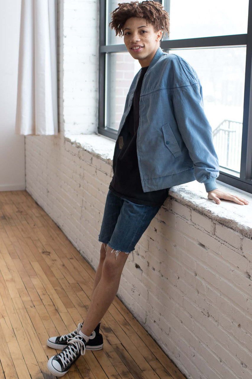 Blue Corduroy Bomber Jacket