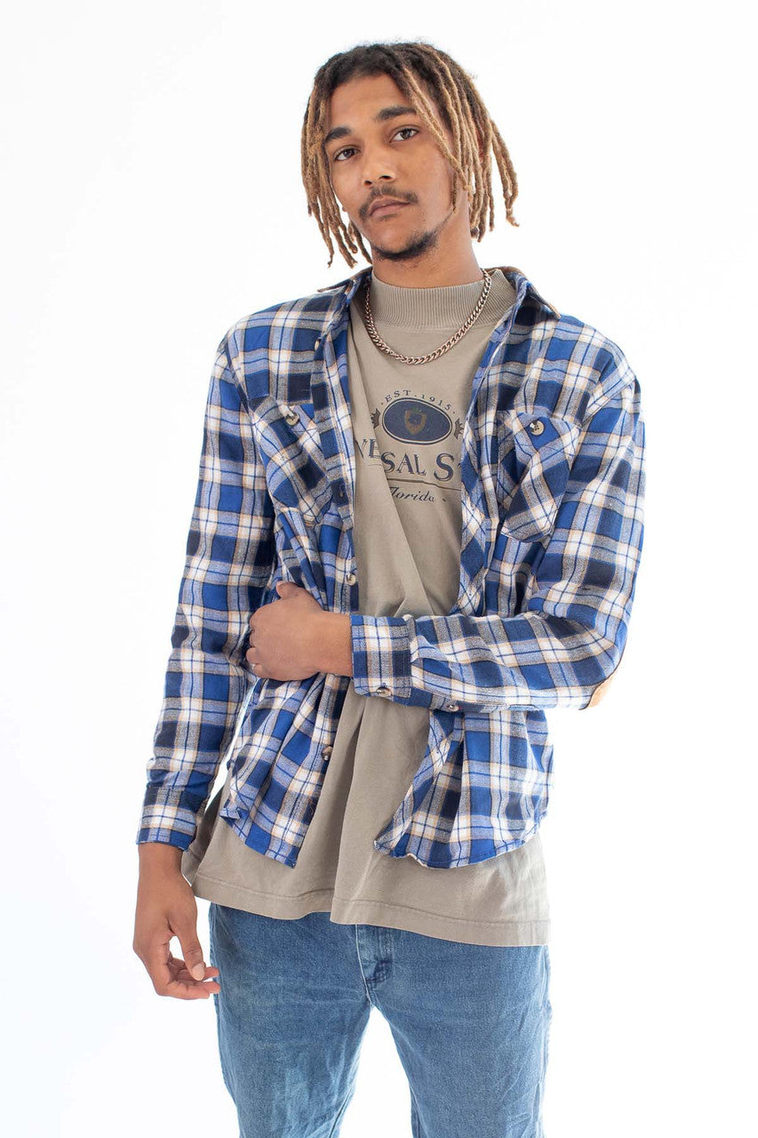 Blue Corduroy Patch Flannel