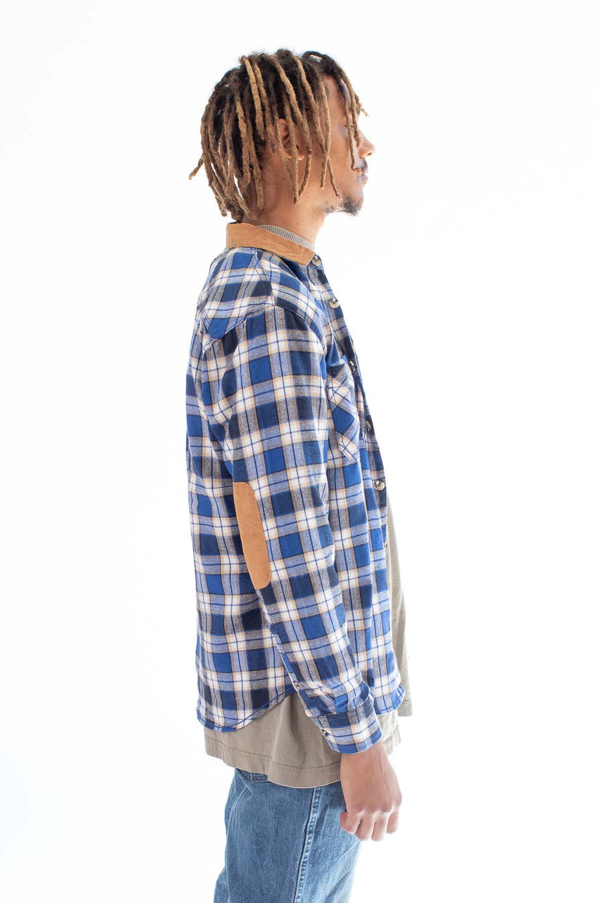 Blue Corduroy Patch Flannel