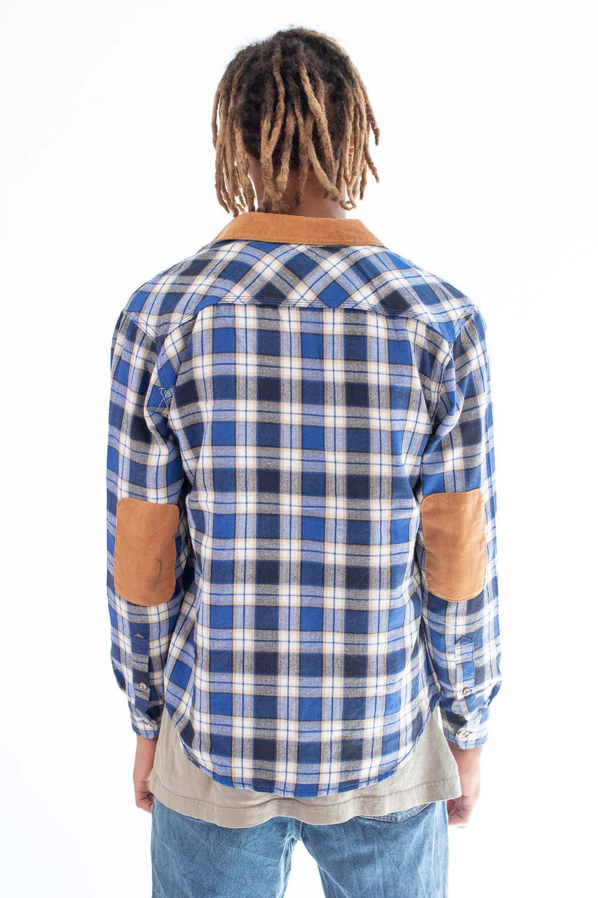 Blue Corduroy Patch Flannel