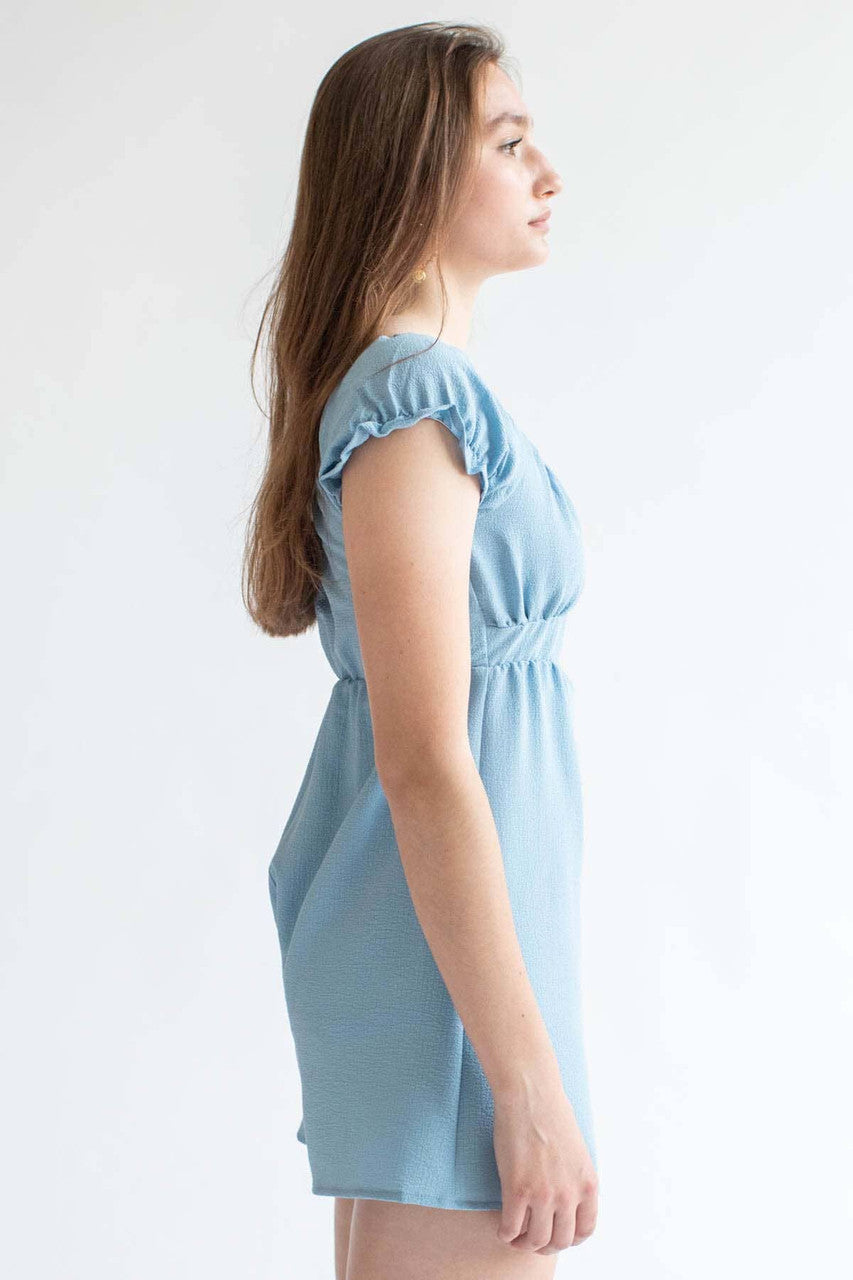 Blue Crepe Cut Out Romper