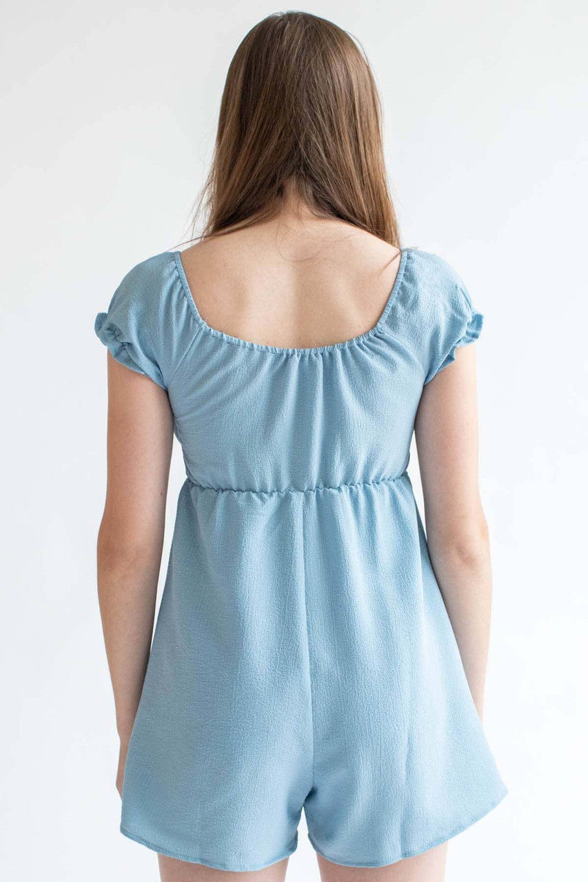 Blue Crepe Cut Out Romper