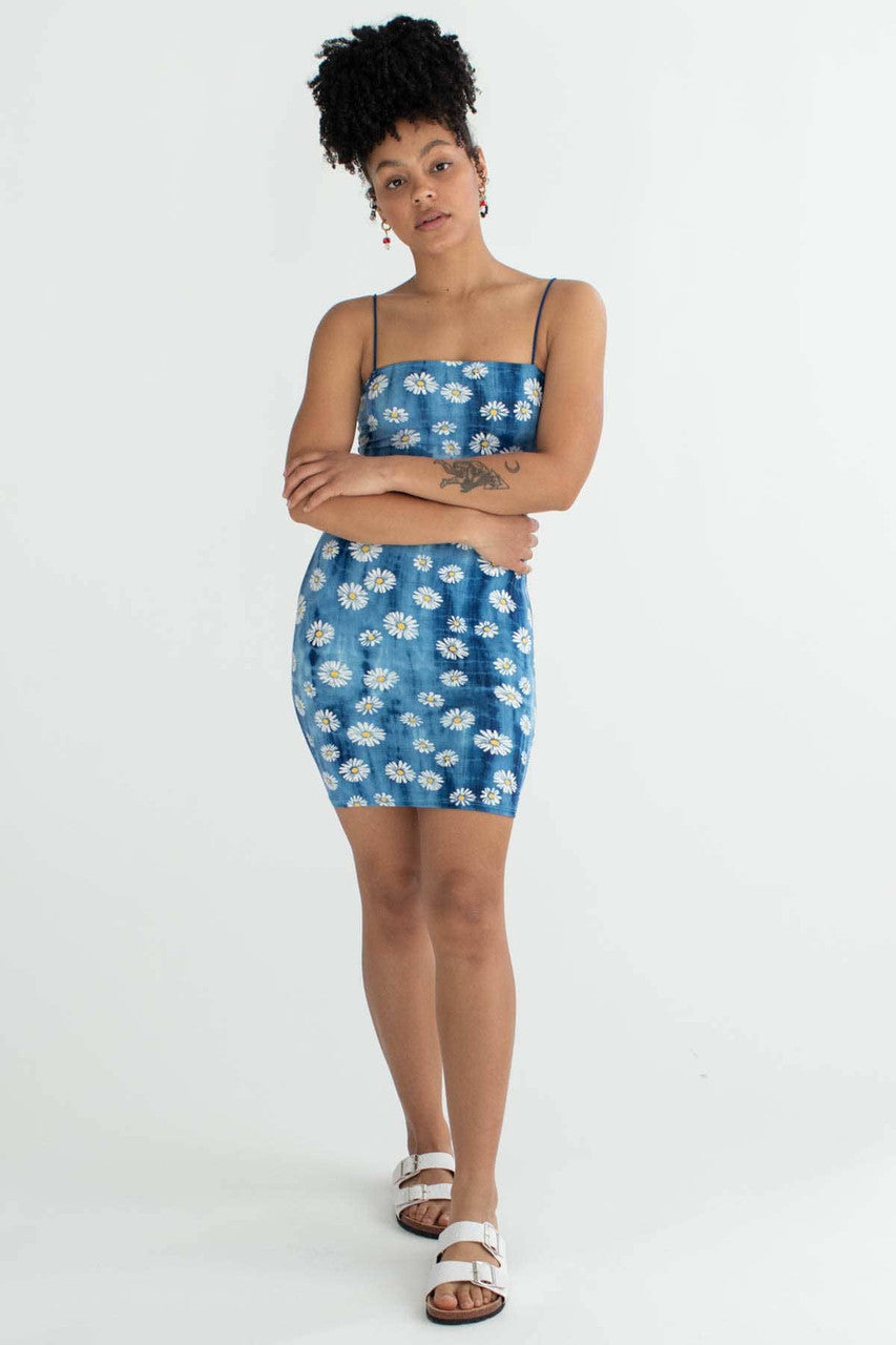 Blue Daisy Tie Dye Mini Dress