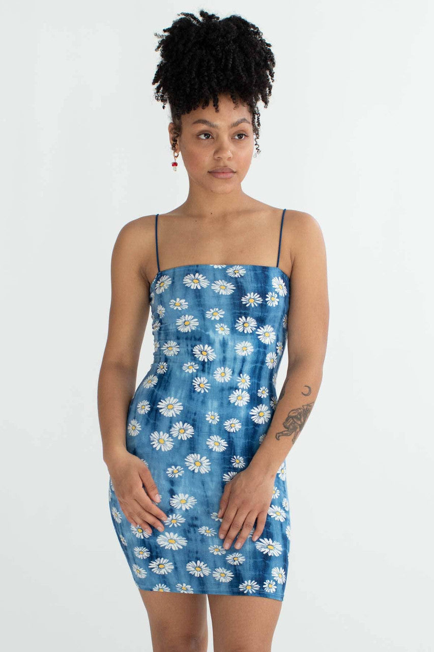 Blue Daisy Tie Dye Mini Dress