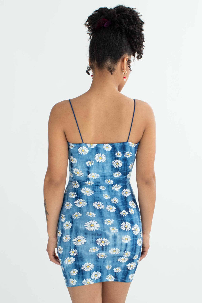 Blue Daisy Tie Dye Mini Dress