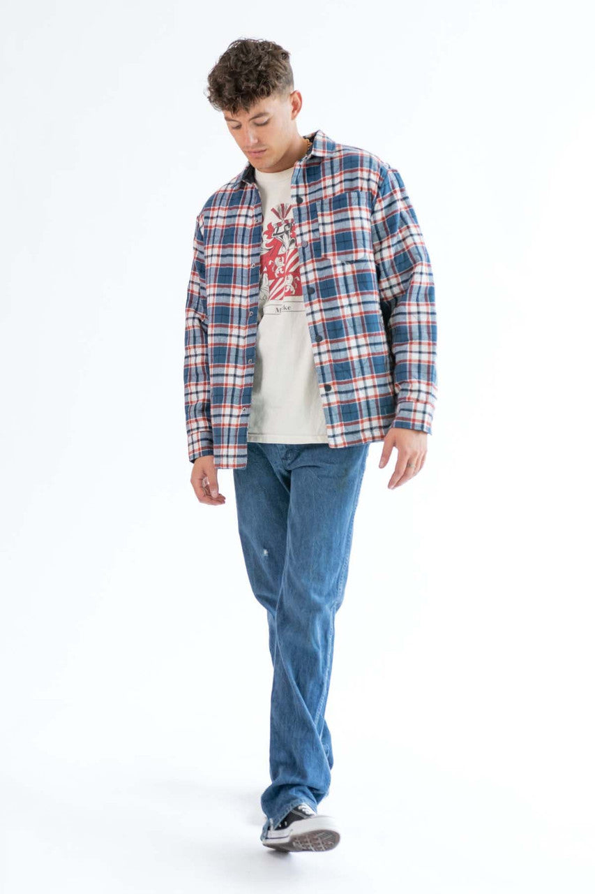 Blue Denim Quilted Plaid Shacket