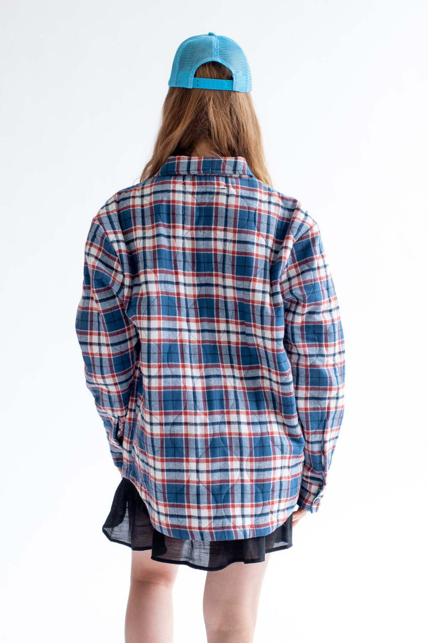 Blue Denim Quilted Plaid Shacket