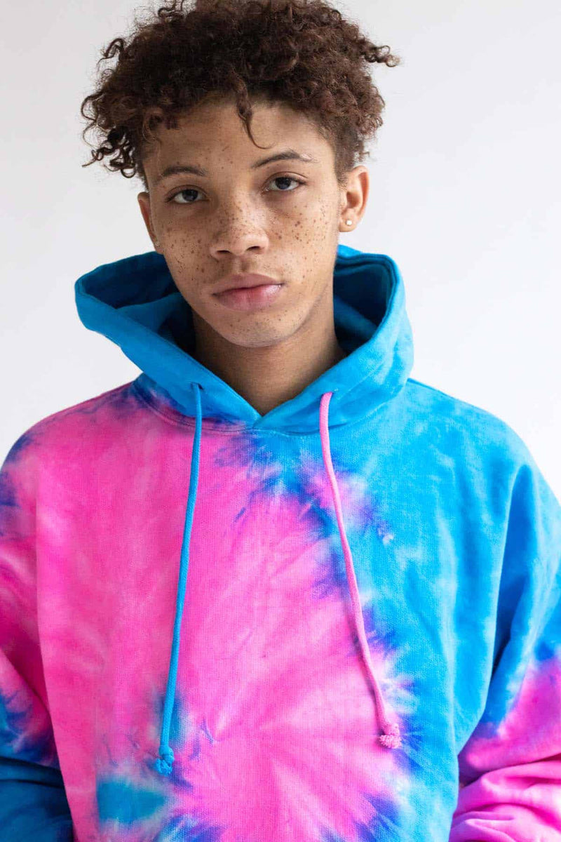Ragstock Pink And Blue Tie Dye Hoodie Pink And Blue Tie Dye Hoodie