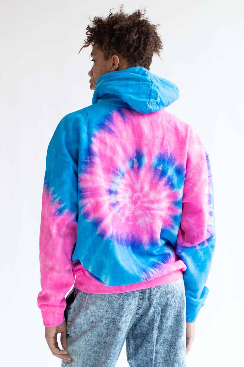 Pink and Blue Tie Dye Hoodie