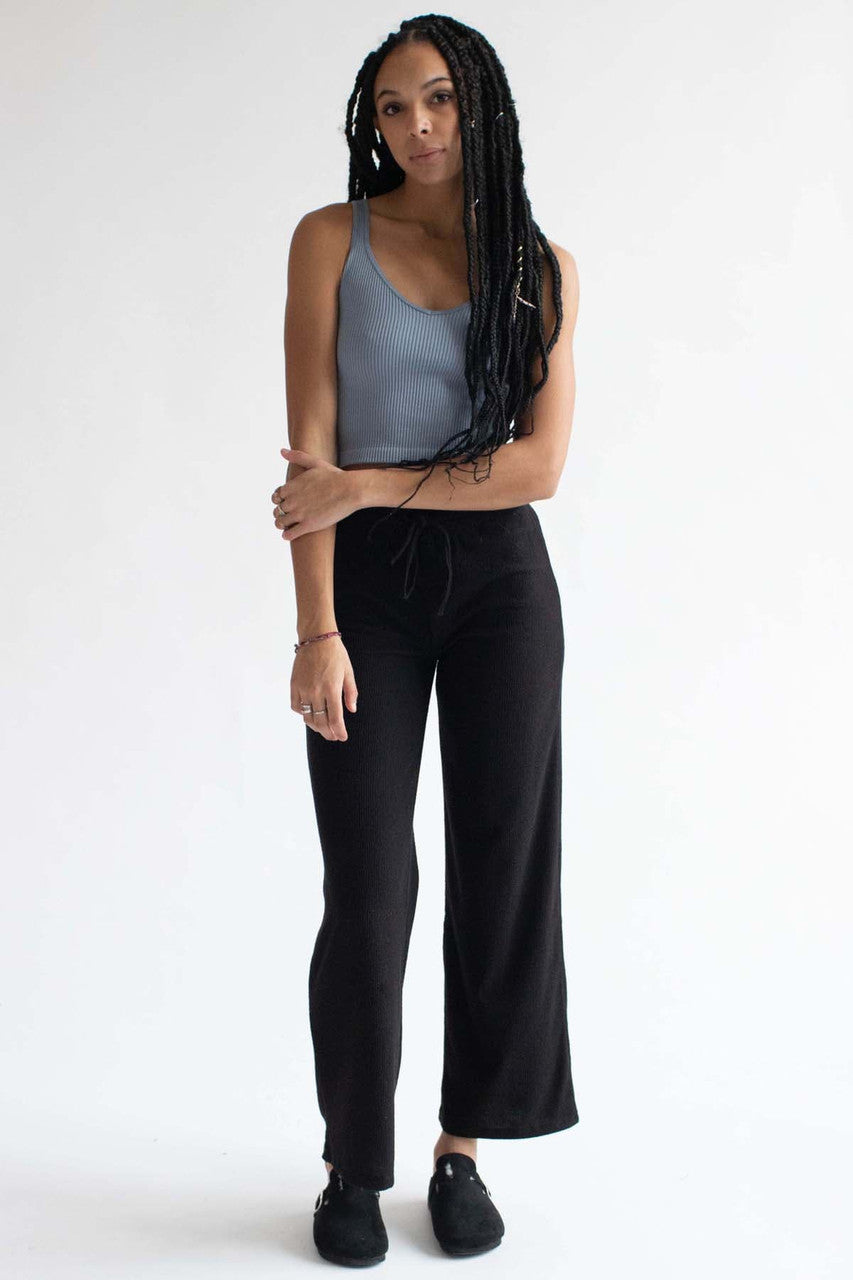 Blue Ribbed Seamless Crop Tank