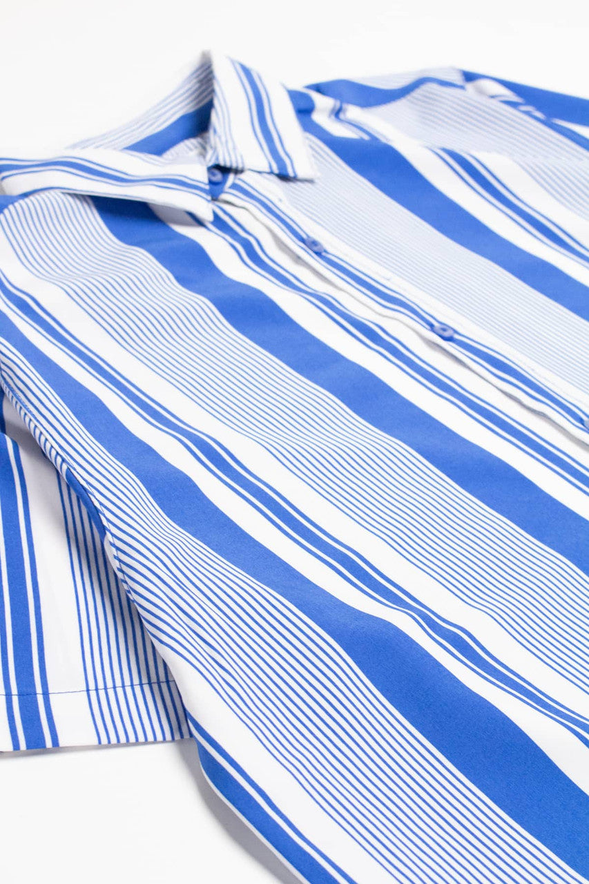 Bright Blue Striped Button Up Shirt