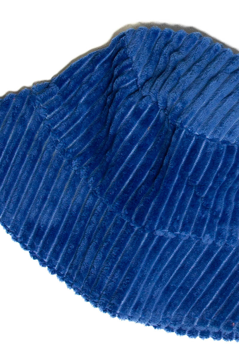 Blue Wide Corduroy Bucket Hat