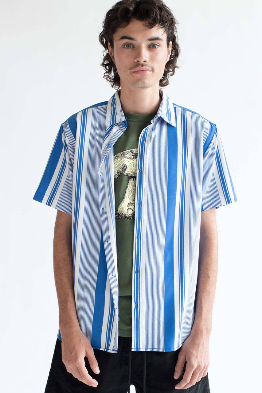 Bright Blue Striped Button Up Shirt