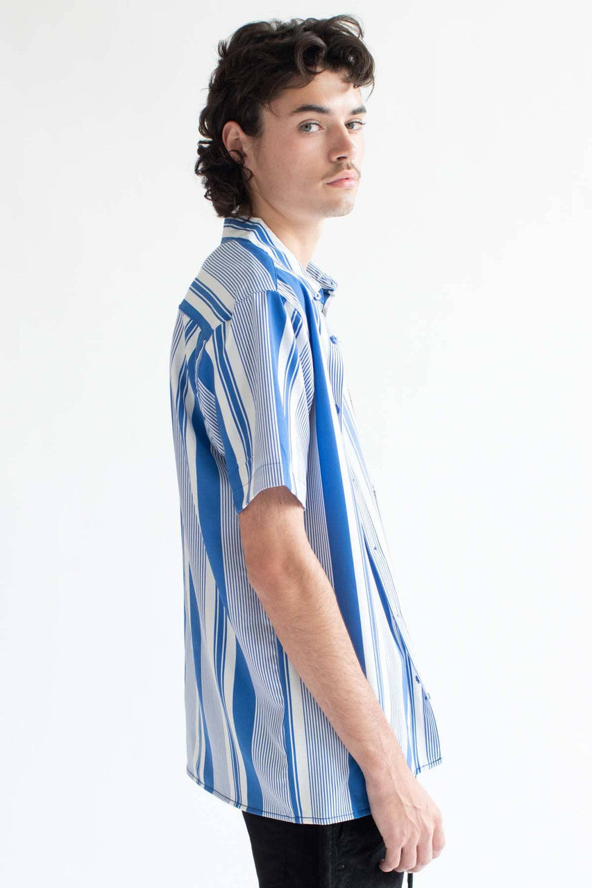 Bright Blue Striped Button Up Shirt