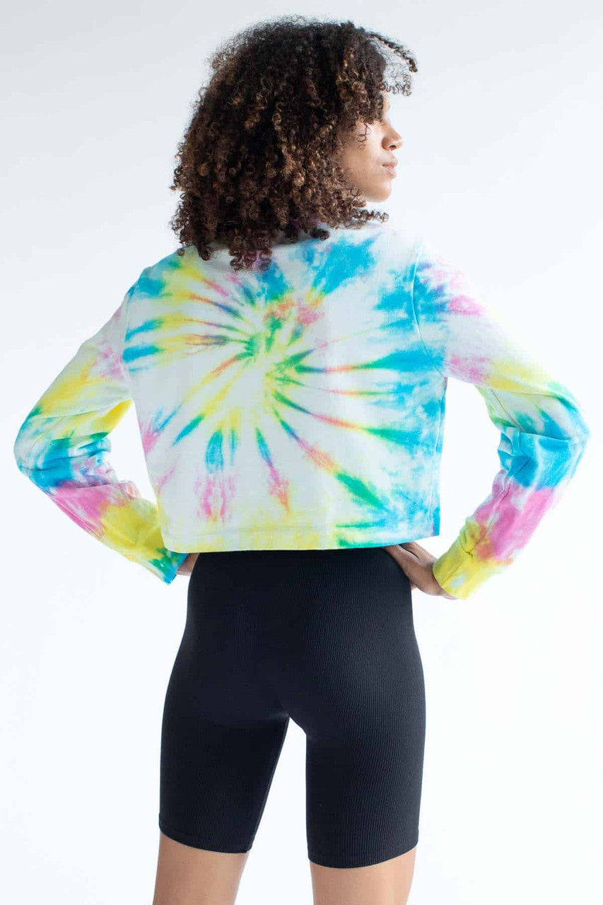 Bright Swirl Rainbow Tie Dye Crop Sweatshirt