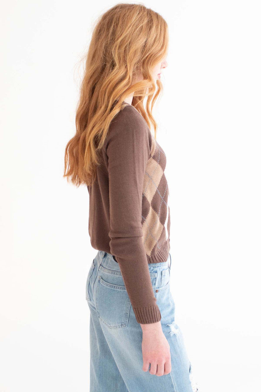 Brown Argyle Sweater