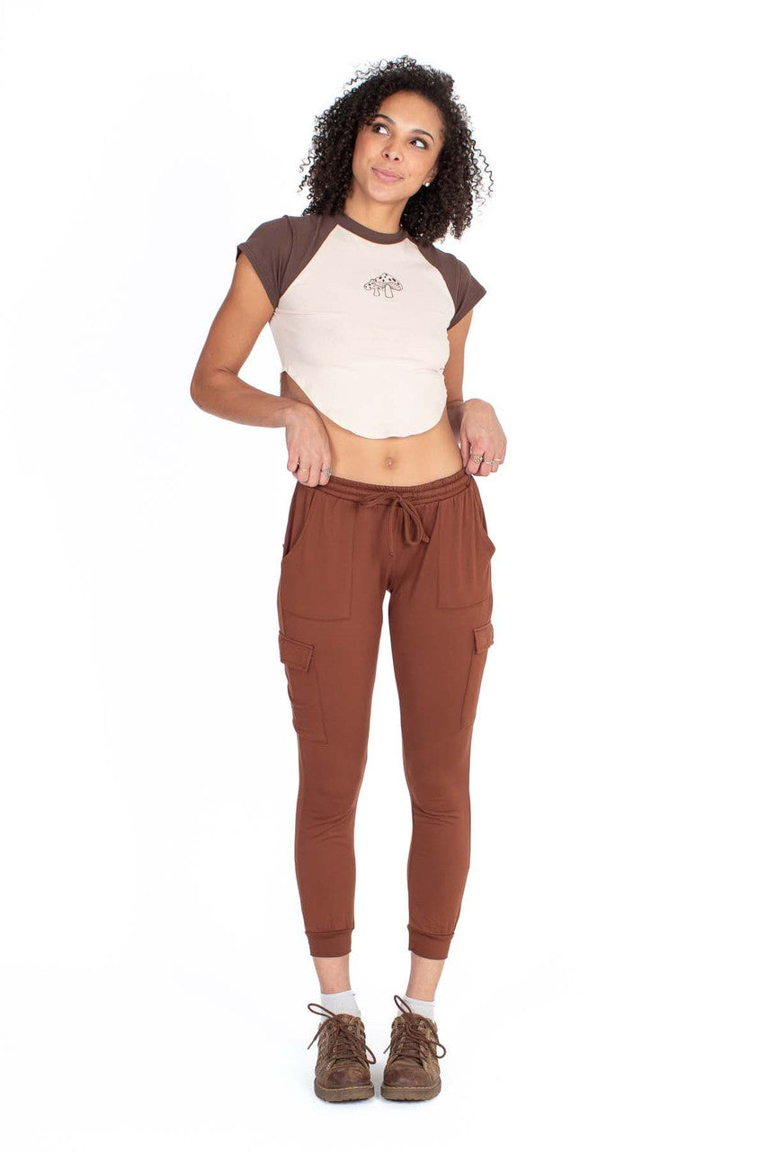 Brown Cargo Pocket Lined Joggers