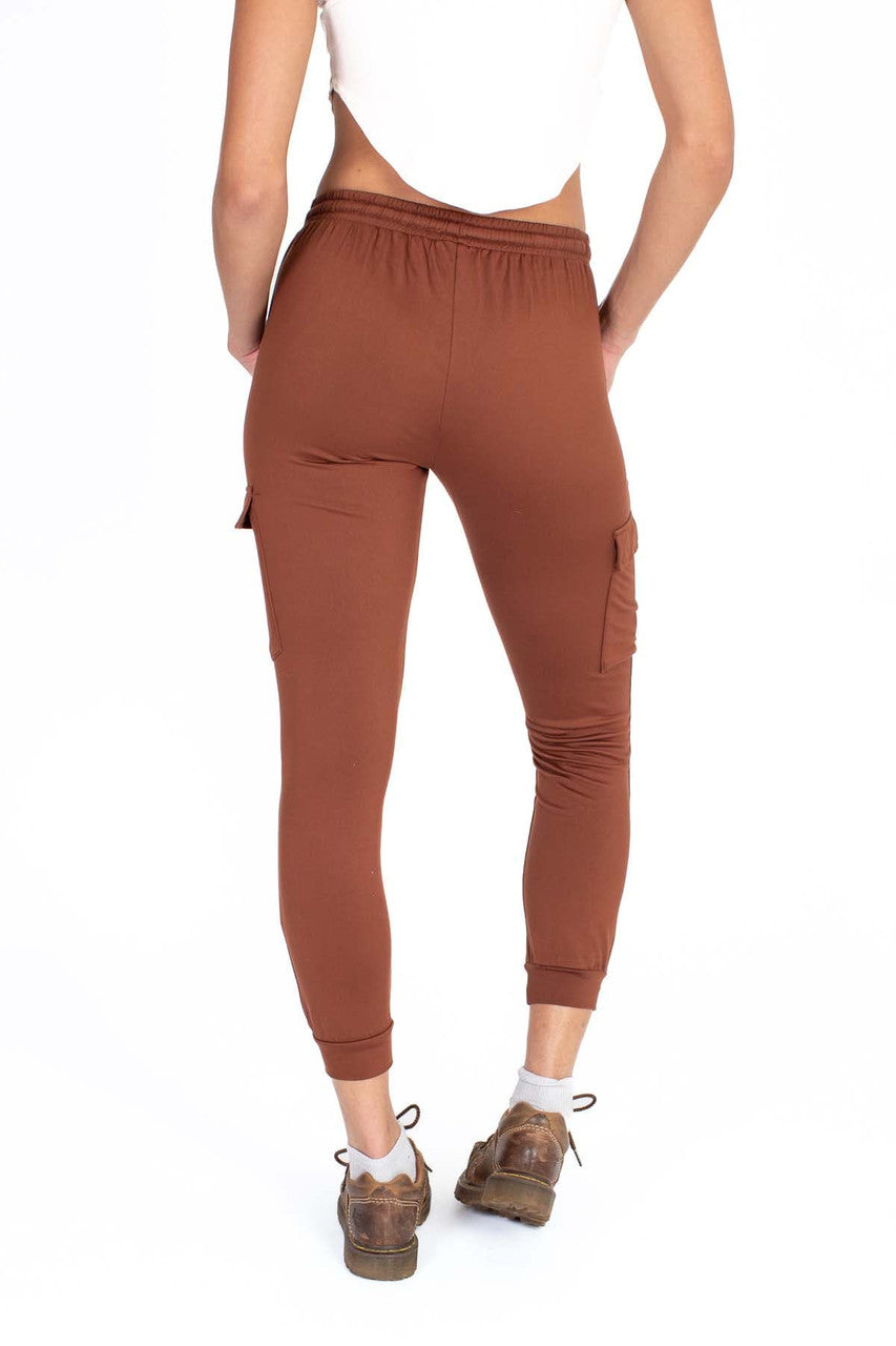 Brown Cargo Pocket Lined Joggers