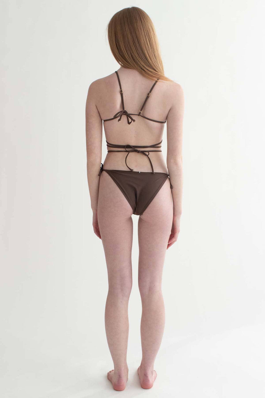 Brown Heart Front Strappy Bikini Bottom
