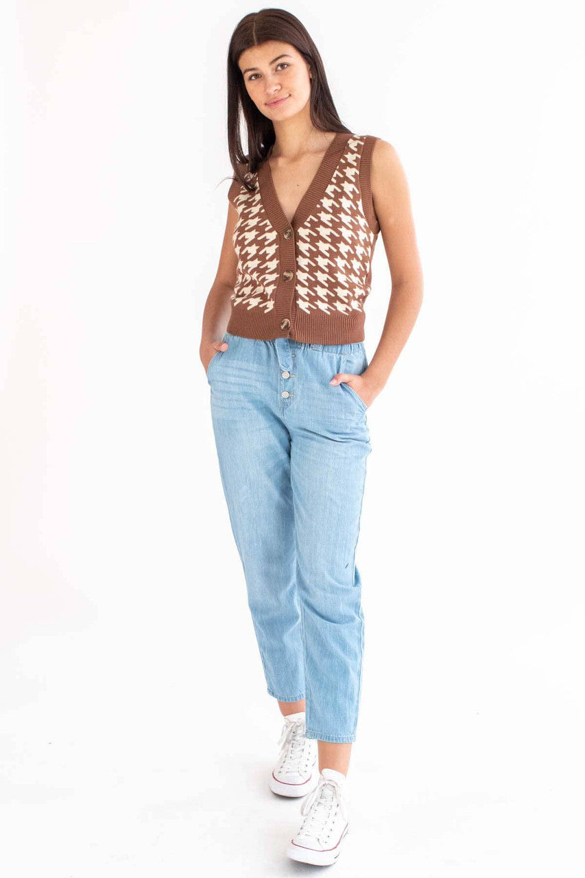 Brown Houndstooth Sweater Vest