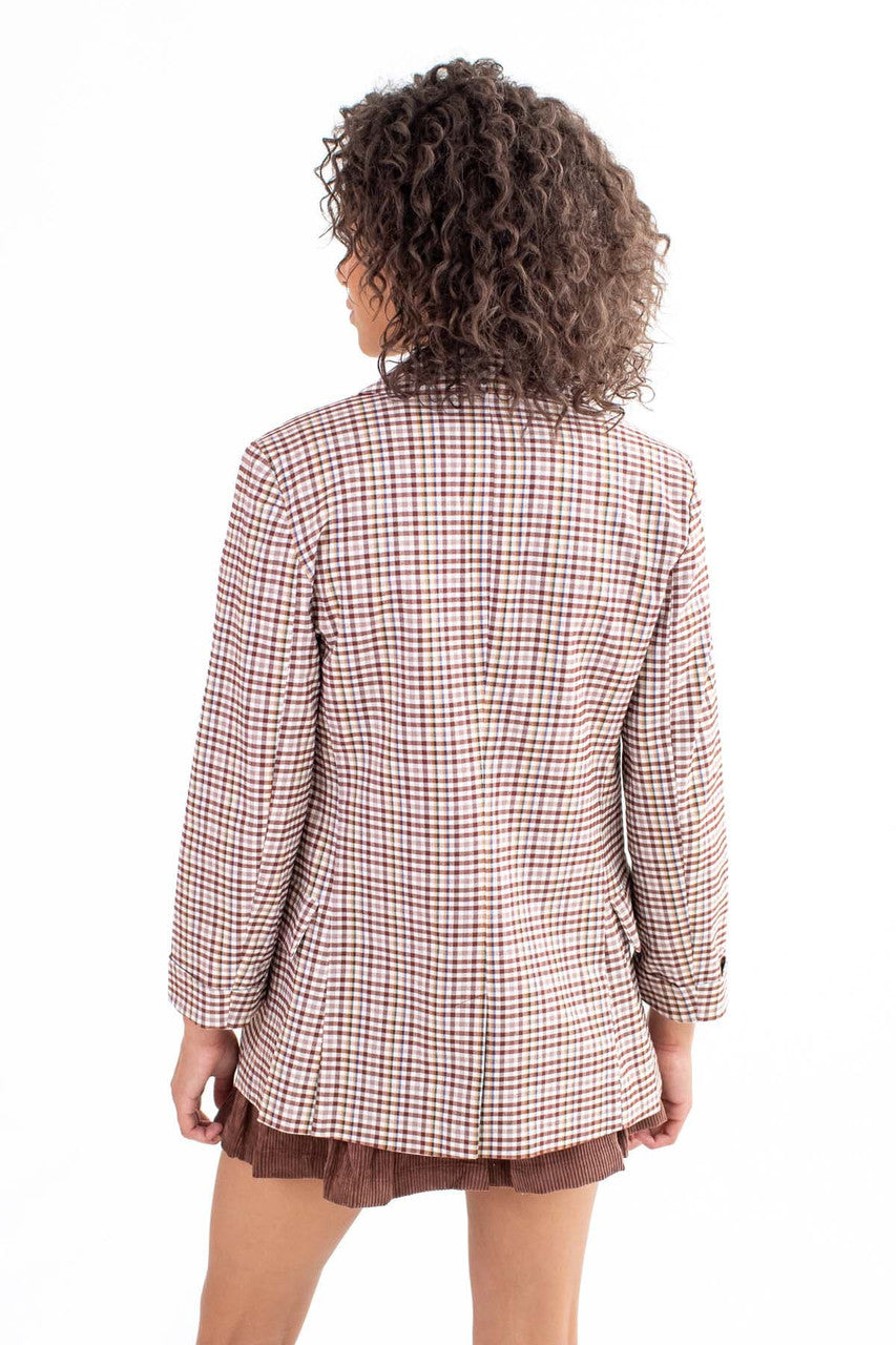 Brown Mini Plaid Blazer