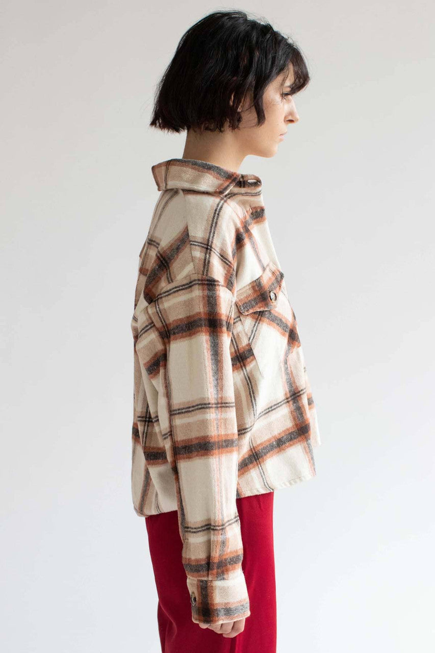 Oversized Rust Brushed Plaid Jacket